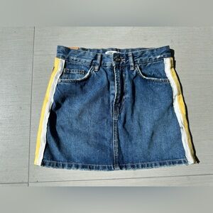 Zara Blue Jean skirt with Yellow and White Trim